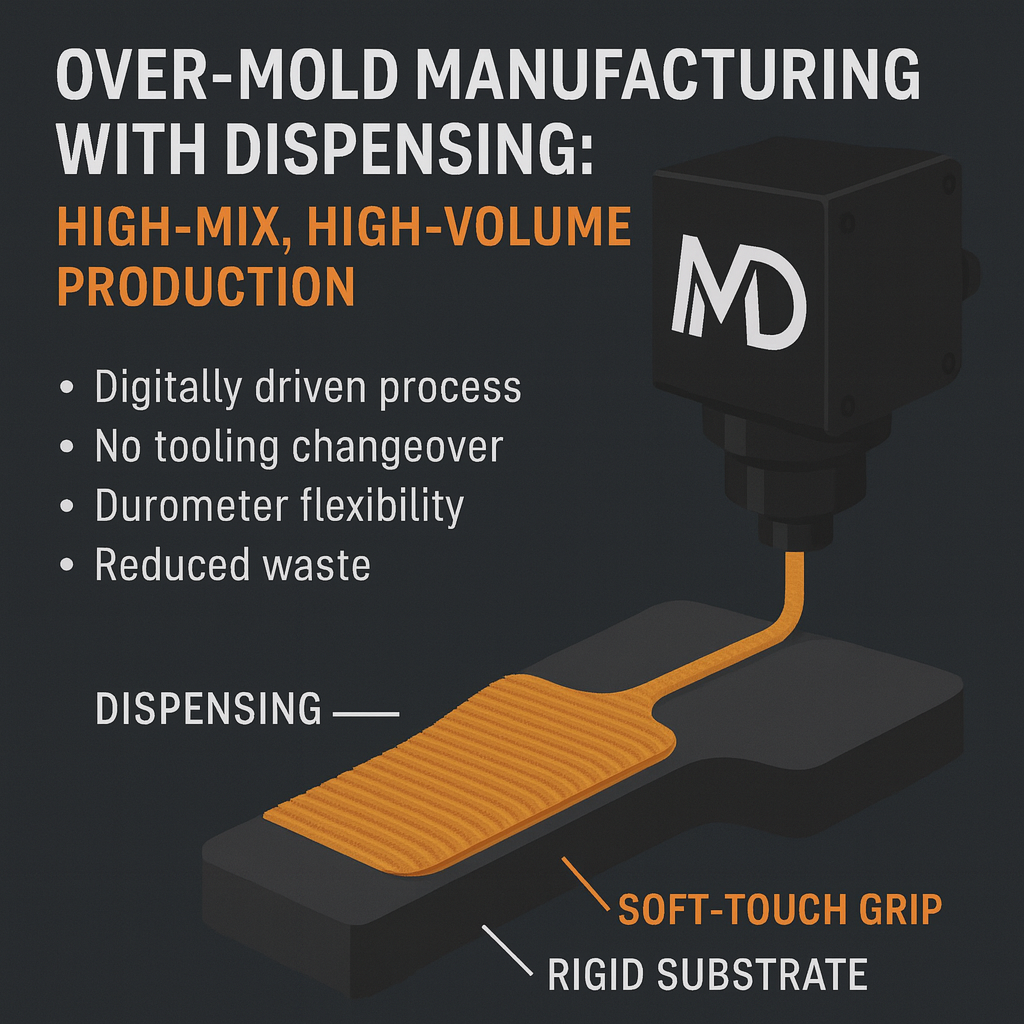 Over-Mold Manufacturing with Dispensing: How Massive Dimension Enables High-Mix, High-Volume Production